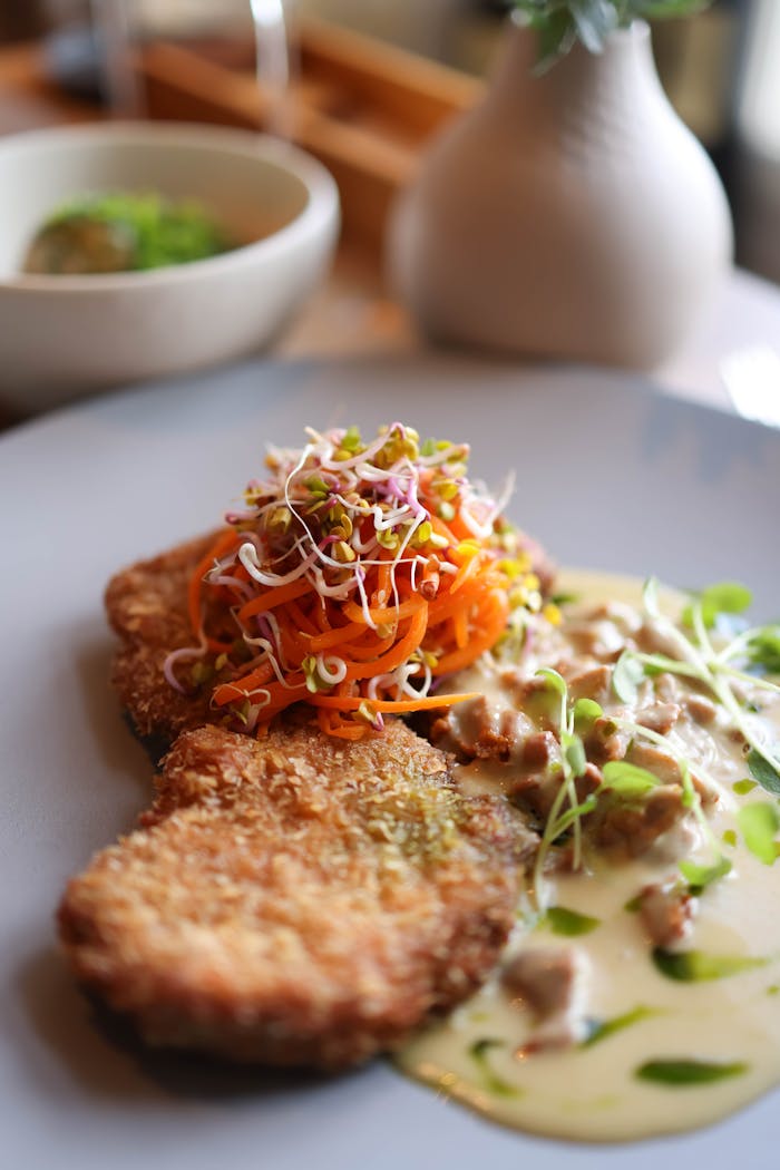 Dinner Served on a Plate in a Restaurant